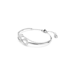 Hyperbola bangle, Infinity, White, Rhodium plated