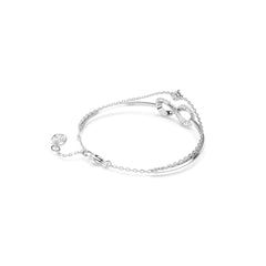 Hyperbola bangle, Infinity, White, Rhodium plated
