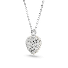 Idyllia set, Crystal pearl, Heart, White, Rhodium plated