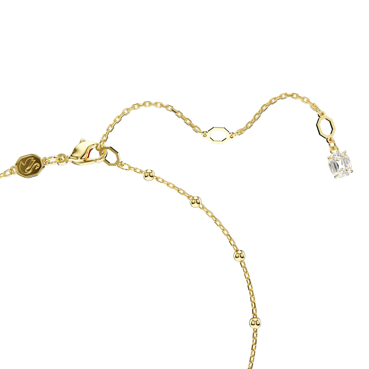 Imber Y necklace, Round cut, White, Gold-tone plated