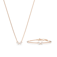 Mesmera set, Mixed cuts, White, Rose gold-tone plated
