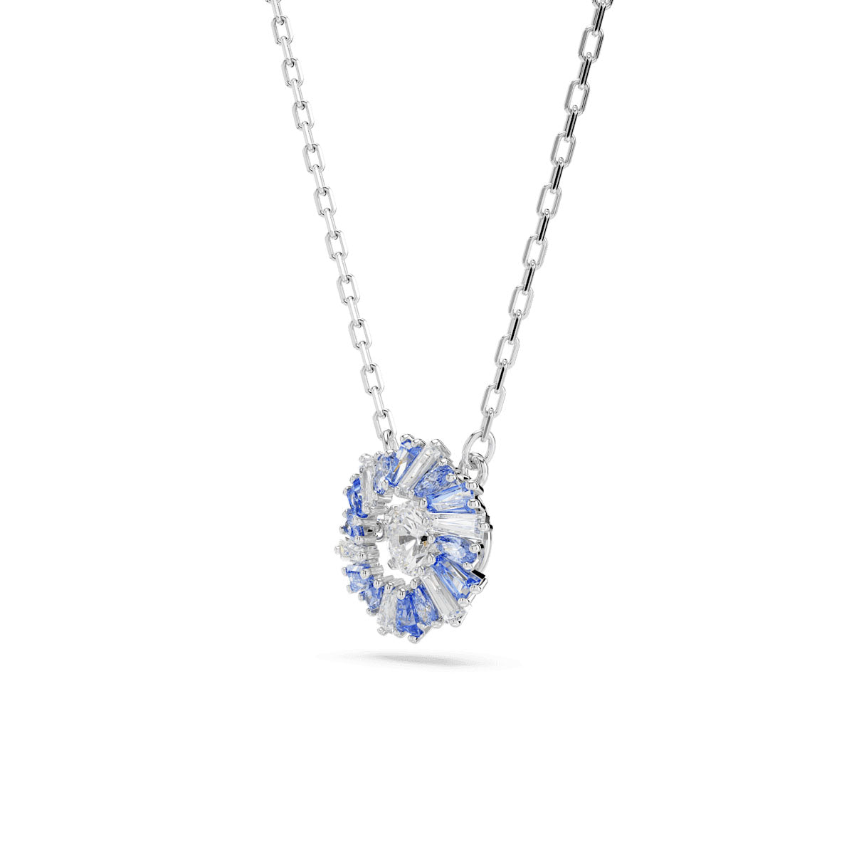 Idyllia set, Mixed cuts, Flower, Blue, Rhodium plated