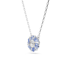 Idyllia set, Mixed cuts, Flower, Blue, Rhodium plated