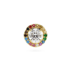 Matrix tack pin, Round cut, Multicolored, Gold-tone plated
