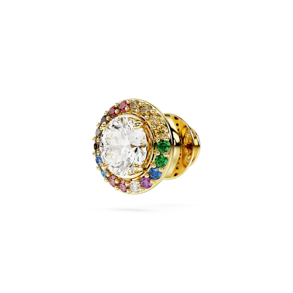 Matrix tack pin, Round cut, Multicolored, Gold-tone plated