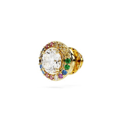 Matrix tack pin, Round cut, Multicolored, Gold-tone plated
