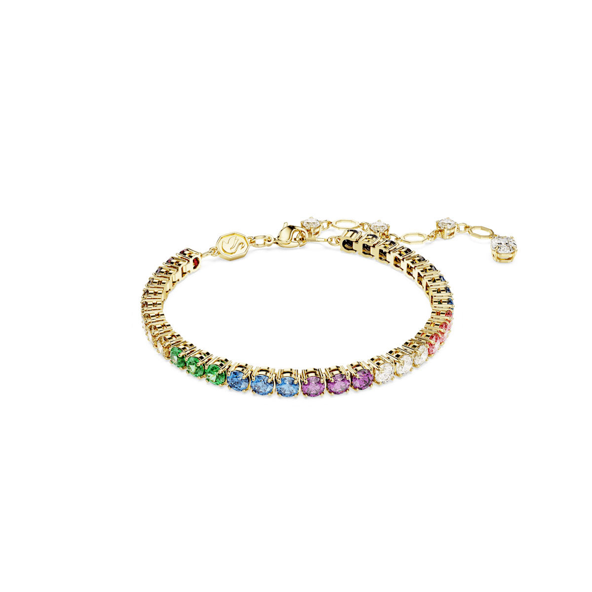 Matrix Tennis bracelet, Round cut, Multicolored, Gold-tone plated