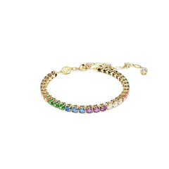 Matrix Tennis bracelet, Round cut, Multicolored, Gold-tone plated