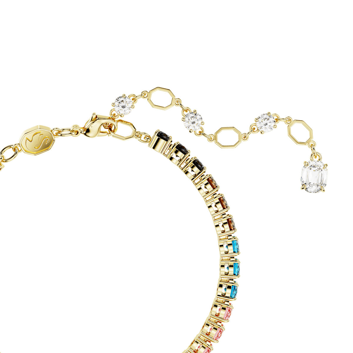 Matrix Tennis bracelet, Round cut, Multicolored, Gold-tone plated