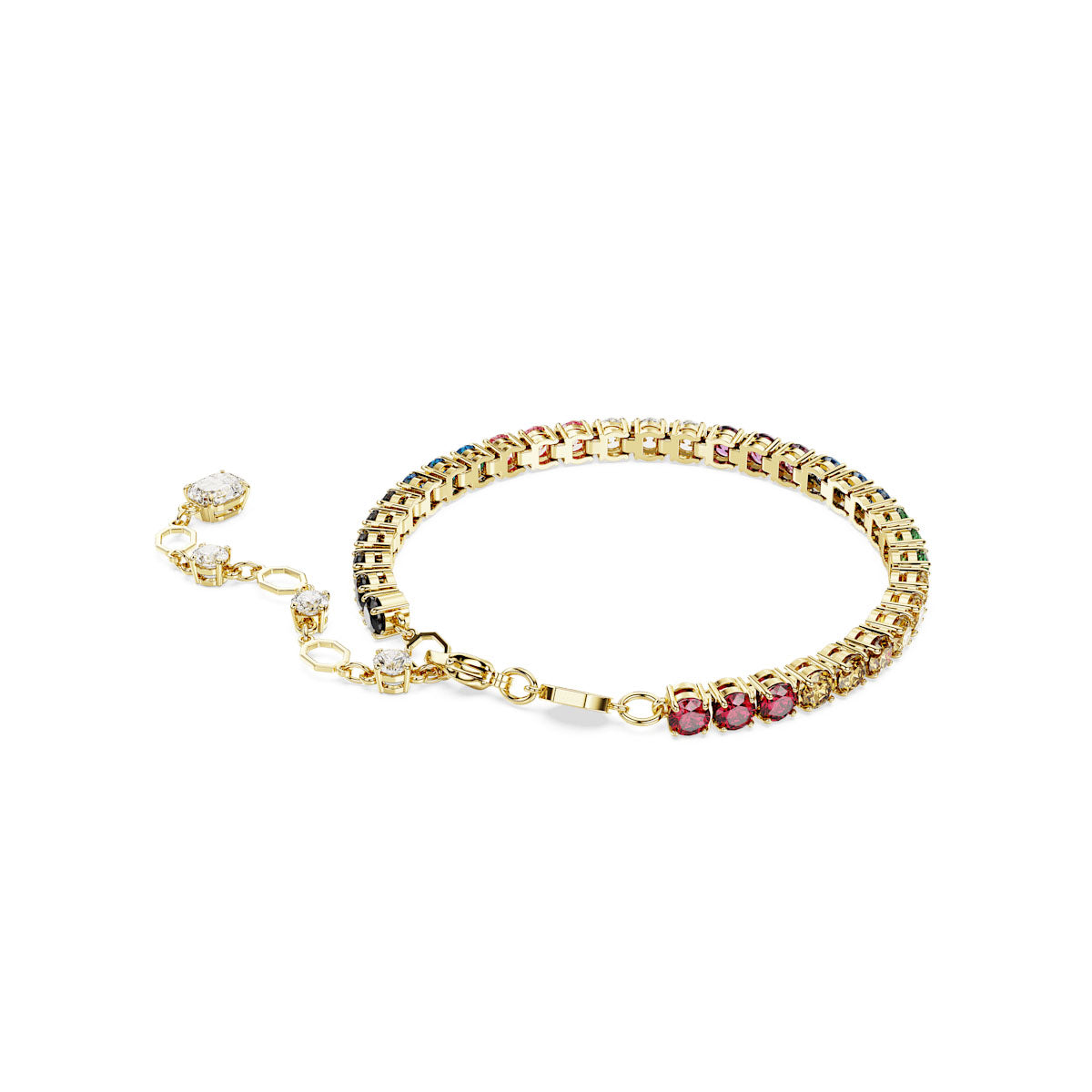 Matrix Tennis bracelet, Round cut, Multicolored, Gold-tone plated