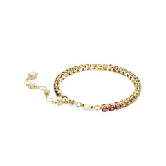 Matrix Tennis bracelet, Round cut, Multicolored, Gold-tone plated