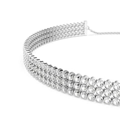 Matrix Tennis choker, Round cut, White, Rhodium plated