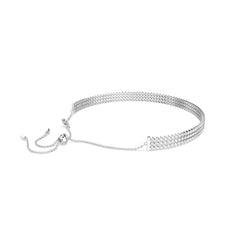 Matrix Tennis choker, Round cut, White, Rhodium plated