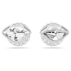 Lucent stud earrings, Pavé, Ball, White, Rhodium plated