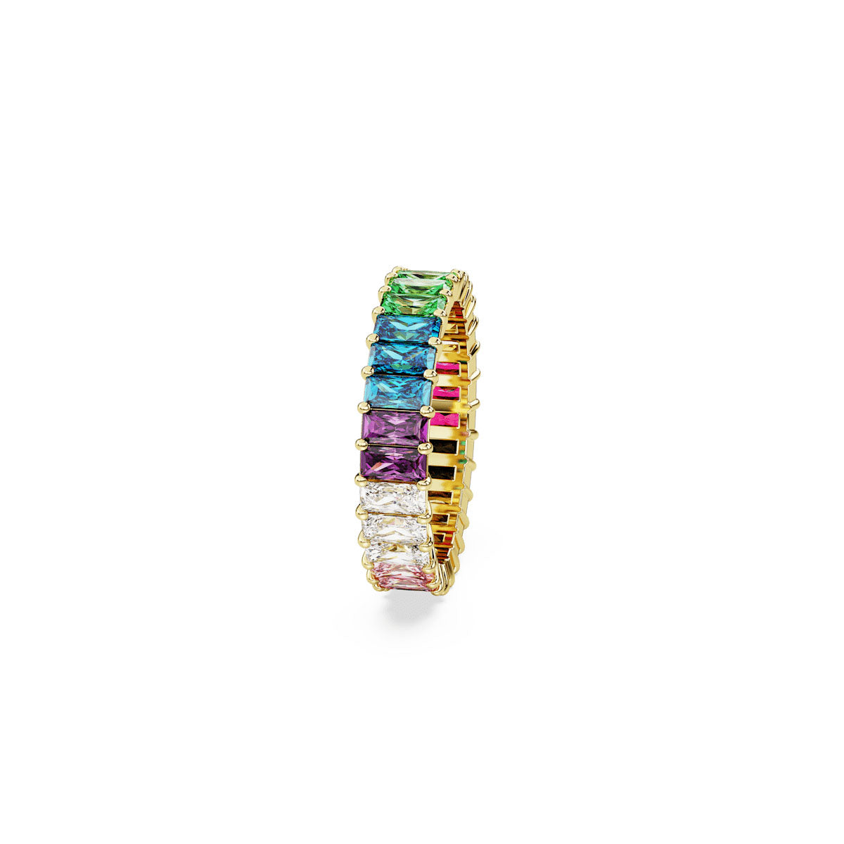 Matrix ring, Baguette cut, Multicolored, Gold-tone plated