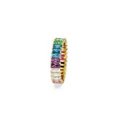 Matrix ring, Baguette cut, Multicolored, Gold-tone plated