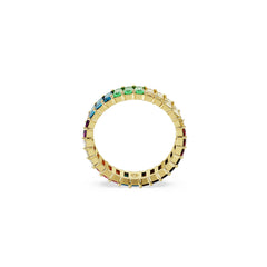 Matrix ring, Baguette cut, Multicolored, Gold-tone plated