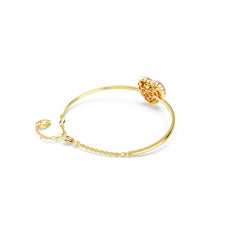 Idyllia bangle, Crystal pearl, Heart, Pink, Gold-tone plated