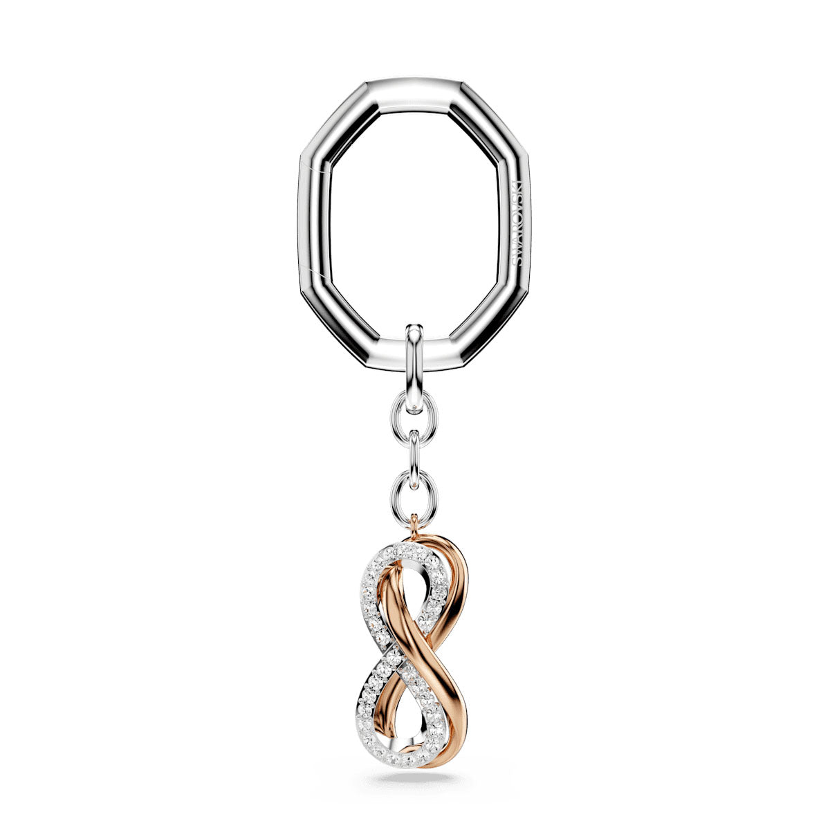 Key ring, Infinity, White, Mixed metal finish