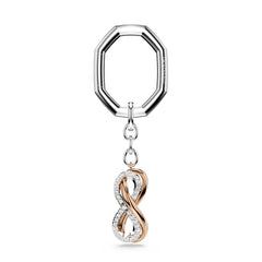 Key ring, Infinity, White, Mixed metal finish