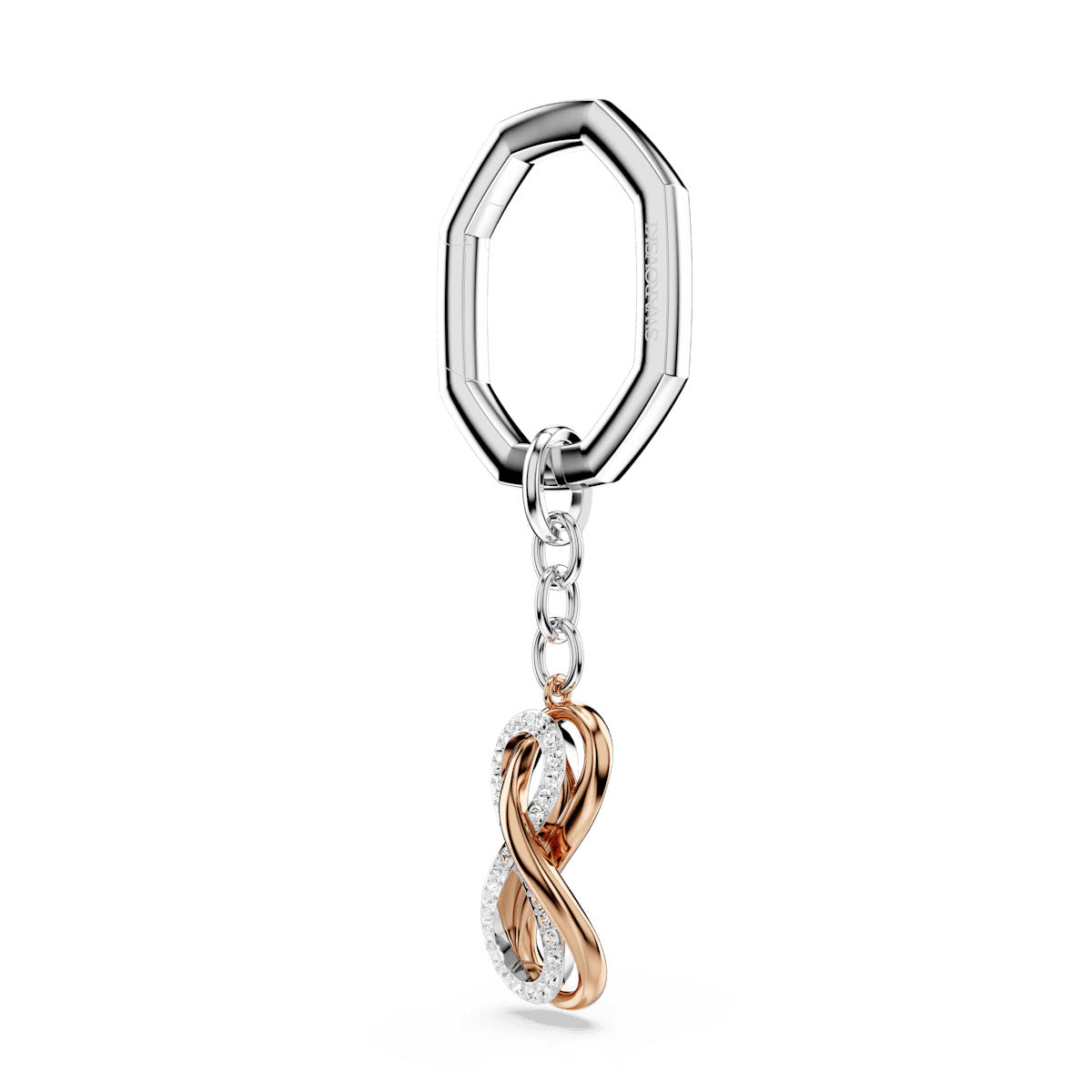 Key ring, Infinity, White, Mixed metal finish