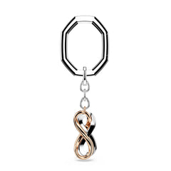 Key ring, Infinity, White, Mixed metal finish