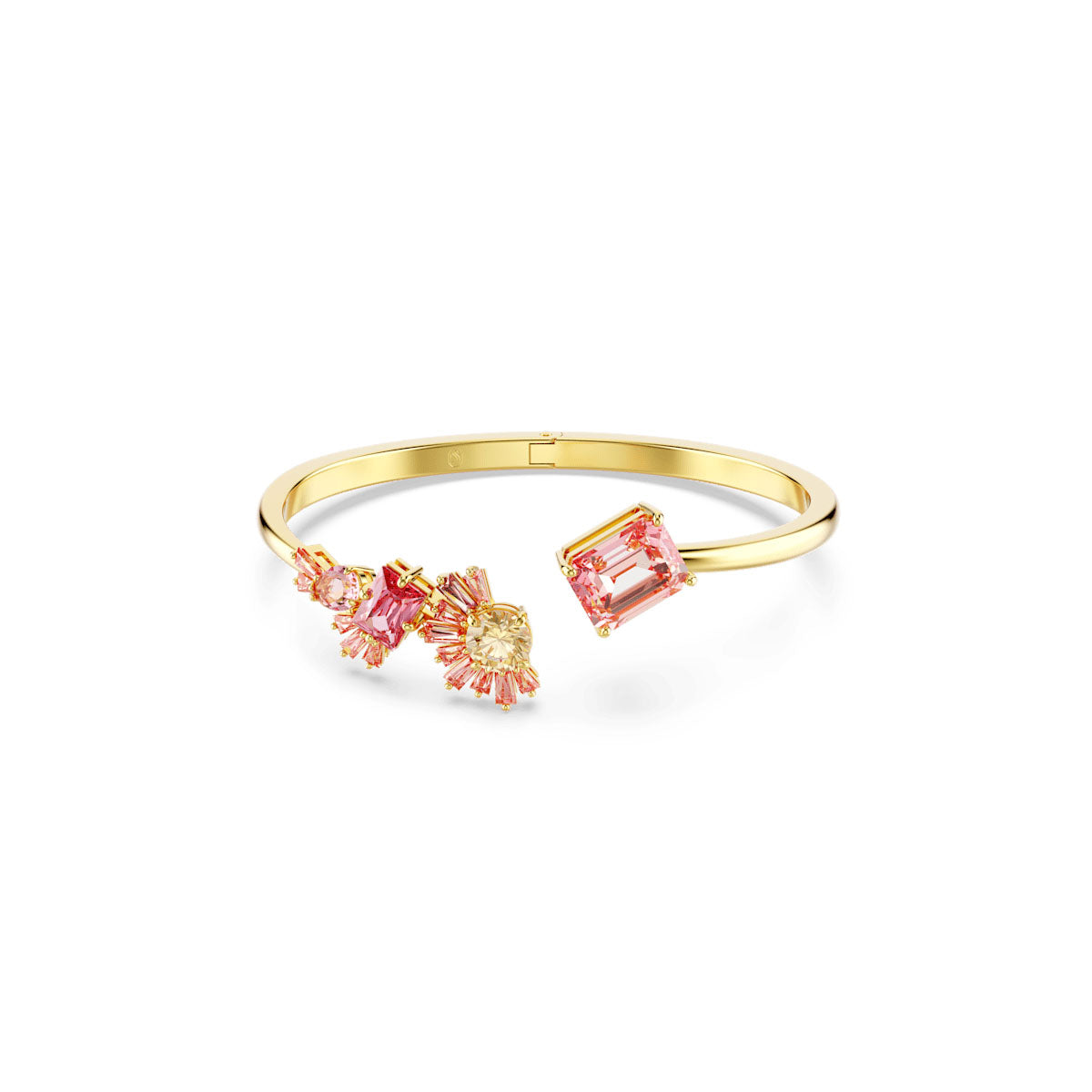 Gema bangle, Mixed cuts, Pink, Gold-tone plated