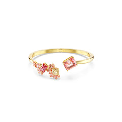 Gema bangle, Mixed cuts, Pink, Gold-tone plated