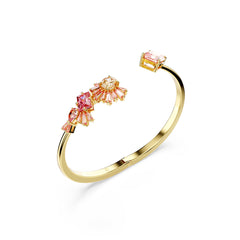 Gema bangle, Mixed cuts, Pink, Gold-tone plated