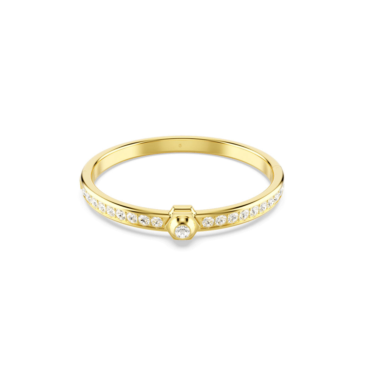 Numina bangle, Round cut, White, Gold-tone plated