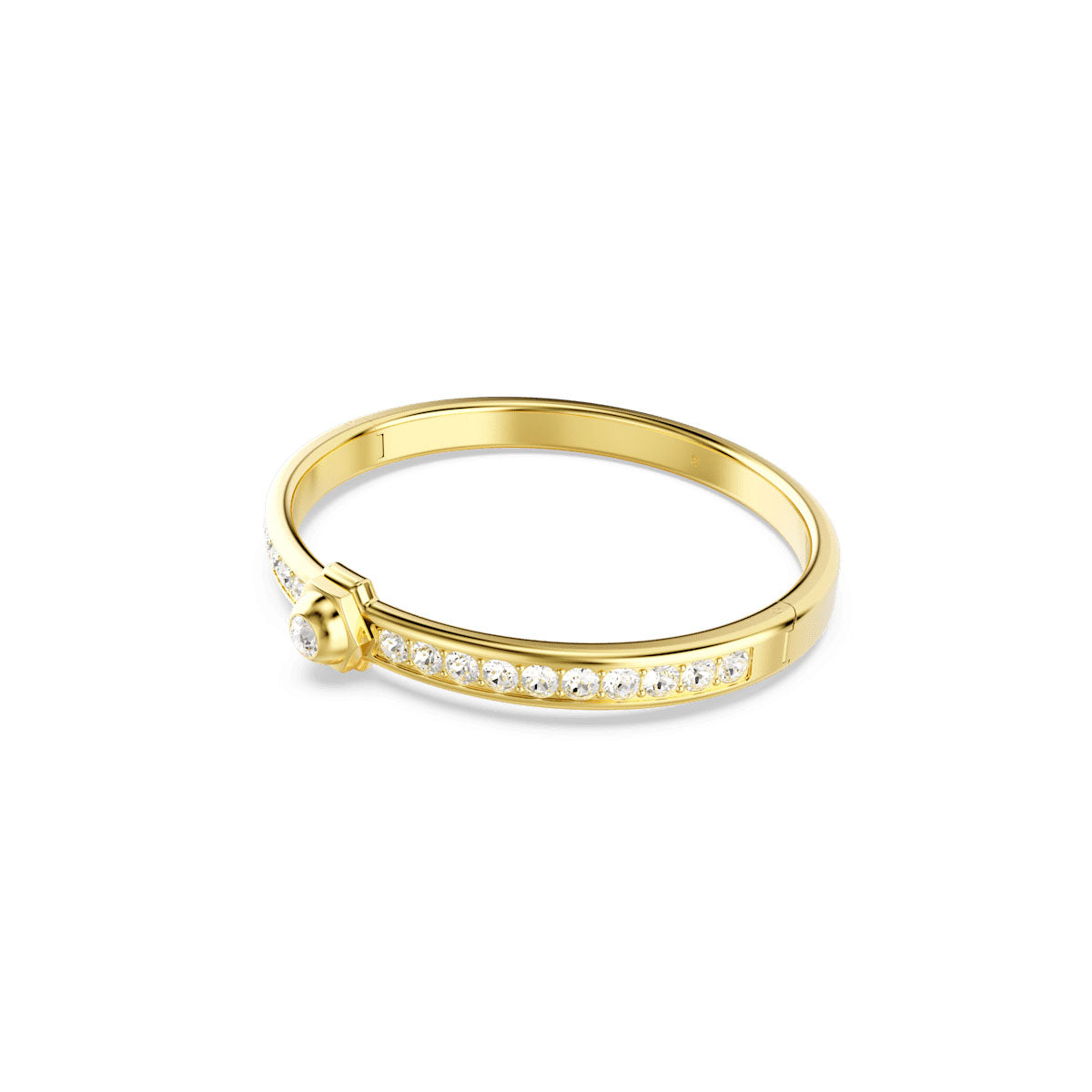 Numina bangle, Round cut, White, Gold-tone plated