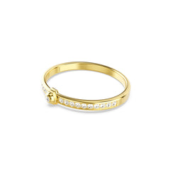 Numina bangle, Round cut, White, Gold-tone plated