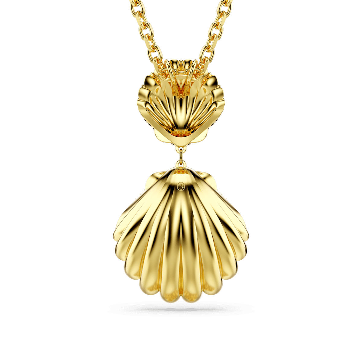 Idyllia pendant, Crystal pearl, Mixed cuts, Shell, White, Gold-tone plated