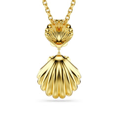 Idyllia pendant, Crystal pearl, Mixed cuts, Shell, White, Gold-tone plated