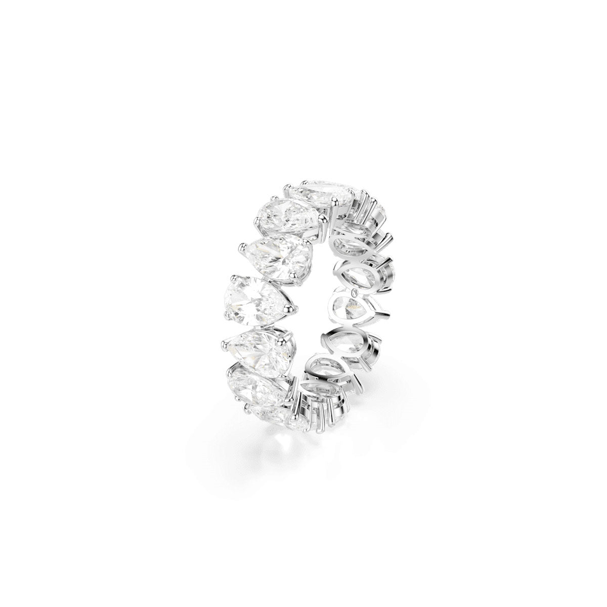 Matrix Vittore ring, Pear cut, White, Silver-tone finish