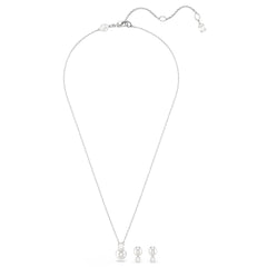 Matrix set, Crystal pearl, Round cut, White, Rhodium plated