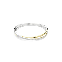 Hyperbola bangle, Round cut, White, Mixed metal finish