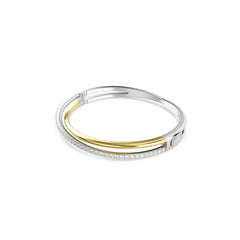 Hyperbola bangle, Round cut, White, Mixed metal finish