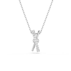 Hyperbola pendant, Mixed cuts, Twist, White, Rhodium plated