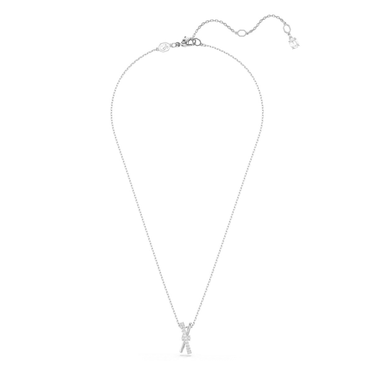 Hyperbola pendant, Mixed cuts, Twist, White, Rhodium plated