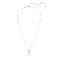 Hyperbola pendant, Mixed cuts, Twist, White, Rhodium plated