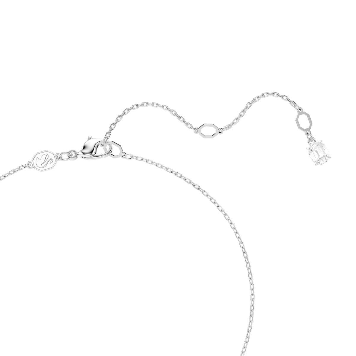 Hyperbola pendant, Mixed cuts, Twist, White, Rhodium plated