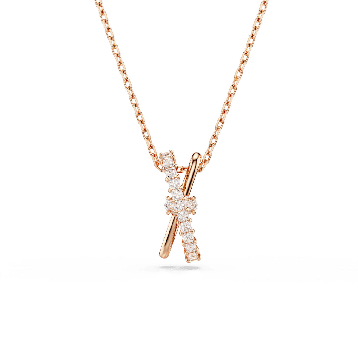 Hyperbola pendant, Mixed cuts, Twist, White, Rose gold-tone plated
