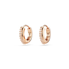 Matrix hoop earrings, Round cut, White, Rose gold-tone plated
