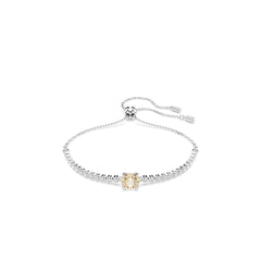 Matrix Tennis bracelet, Mixed cuts, Yellow, Rhodium plated