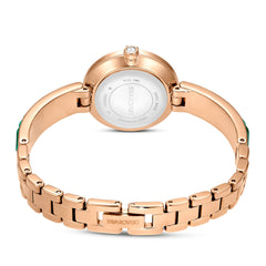 Matrix Bangle watch, Swiss Made, Crystal bracelet, Green, Champagne gold-tone finish