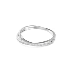 Hyperbola bangle, Mixed cuts, White, Rhodium plated