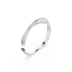 Hyperbola bangle, Mixed cuts, White, Rhodium plated