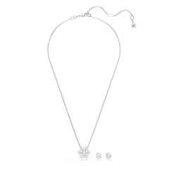 Idyllia set, Mixed cuts, Snowflake, White, Rhodium plated