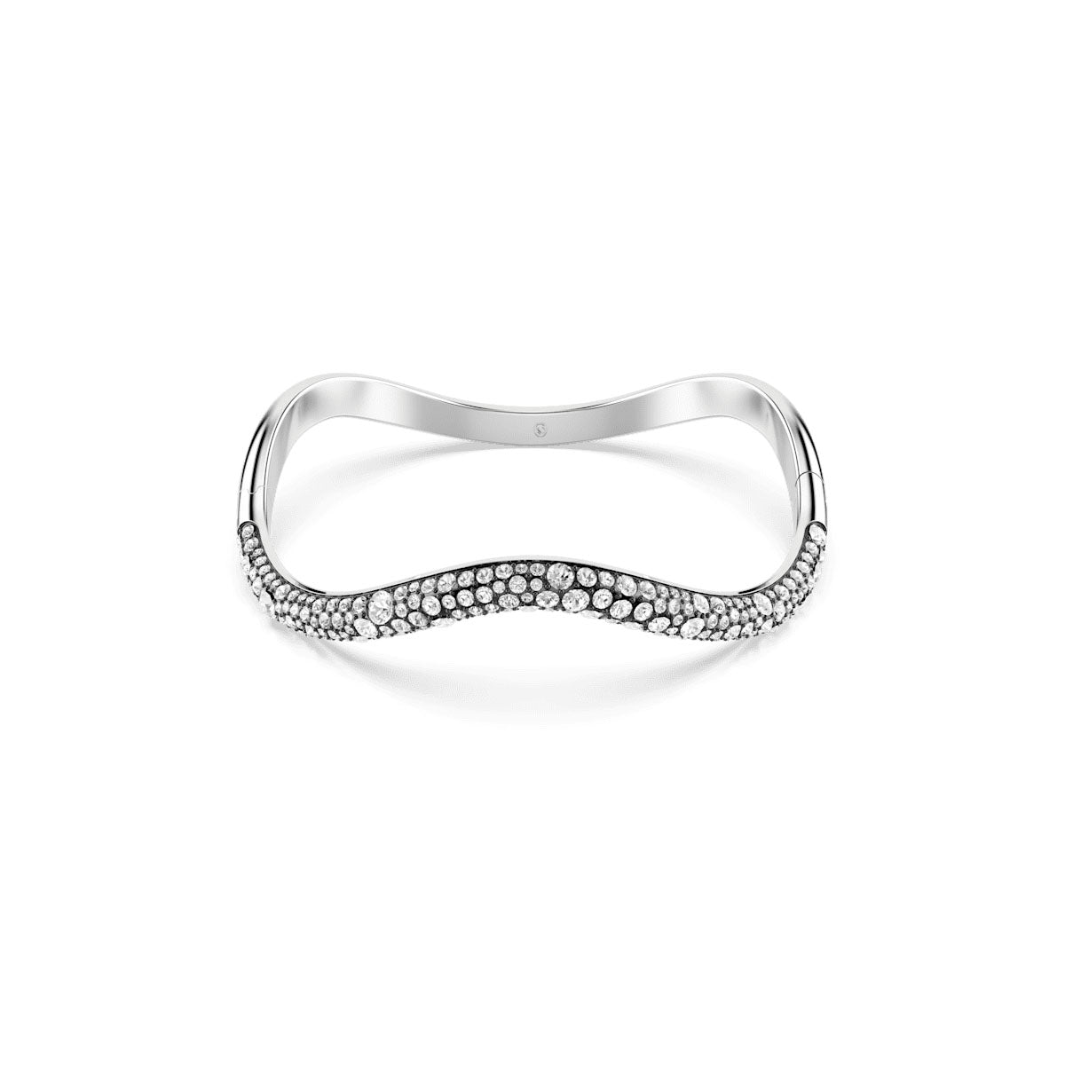 Sublima bangle, Round cut, White, Rhodium plated